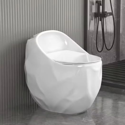 Bassino Ceramic One Piece Western Toilet,Floor Mounted Commode for Toilet,European Commode With Soft Close Toilet Seat Cover (White Glossy,Size-670X470X625) BTT-OT-527