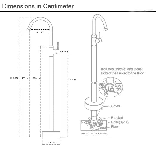 Bassino Free Standing Basin Mixer Tap –  Floor Mounted Faucet for Pedestal Basins