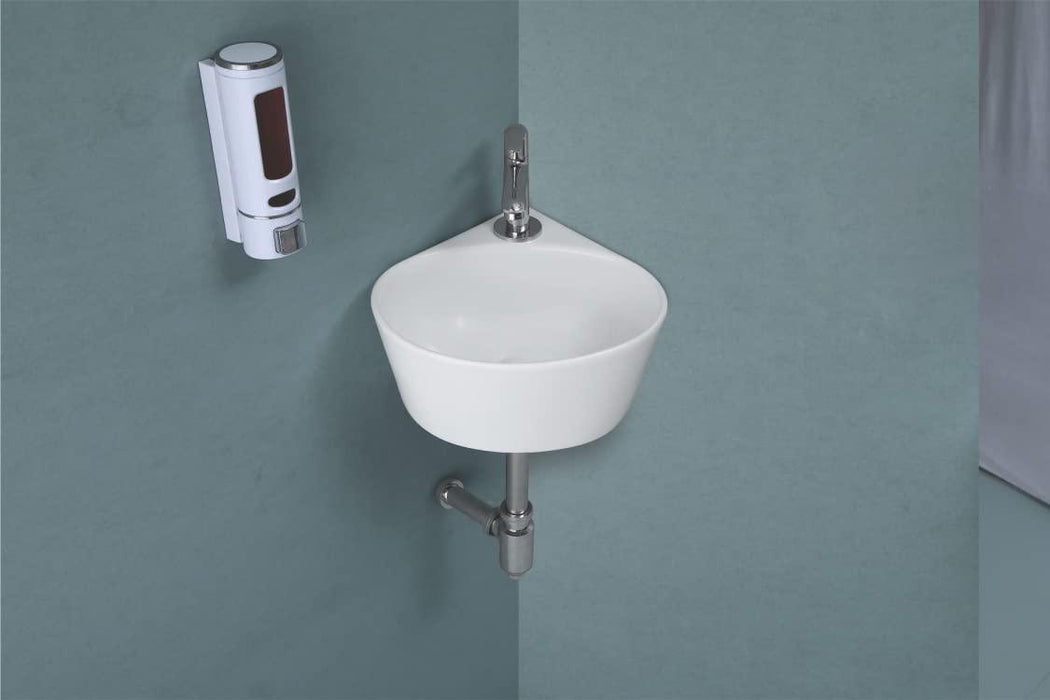 Premium Designer Wall Mount/Wall Hanging Wash Basin/Bathroom sink (14x14x6 In) TORA-ORIO-WHITE