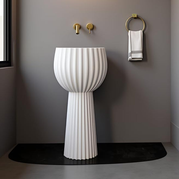 Artificial stone Pedestal Basin, white,16x16x34inch NZ-4020