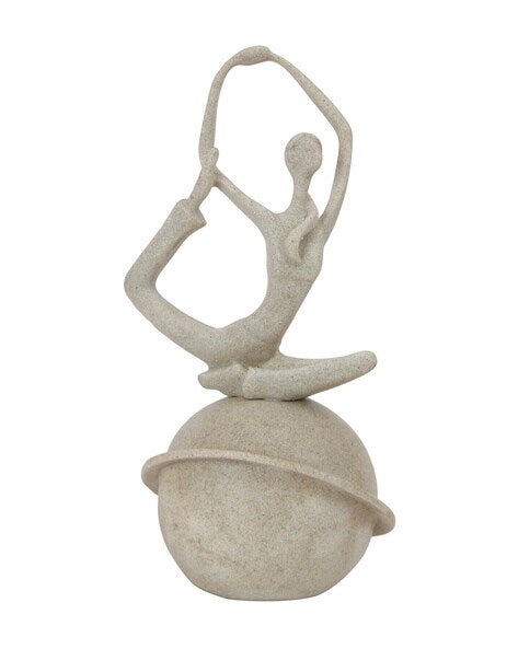 Modern Yoga Pose Sculpture on Planetary Orb 11 Inch (BSP-8050)