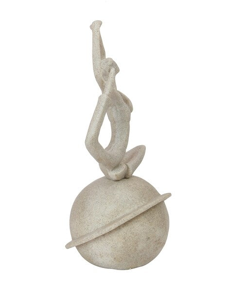 Modern Yoga Pose Sculpture on Planetary Orb 11 Inch (BSP-8050)