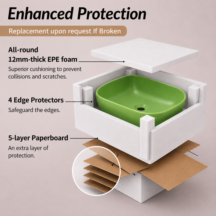 Bassino Matte Green Countertop Wash Basin – Modern Oval Ceramic Vessel Sink (17.9" x 12.8" x 5.5")