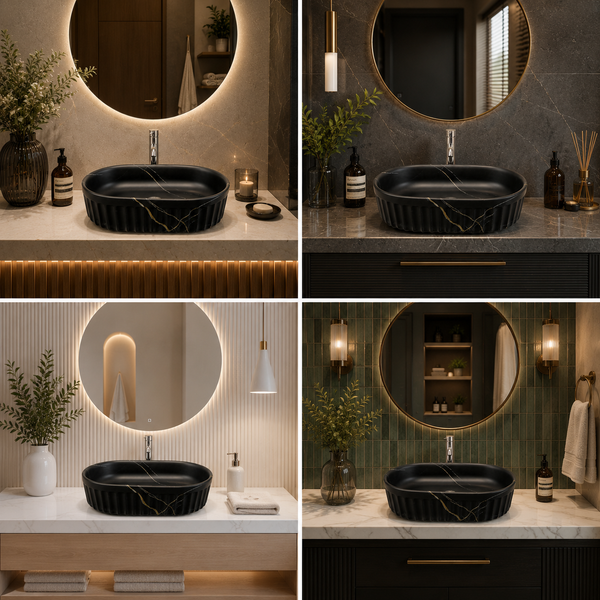 Premium Designer Table top/Counter top Wash Basin/Vessel sink (22x14x6 In) Marble10