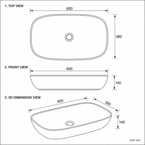 Designer Table Top Basin (24×15×6 In) BTT-735-IN