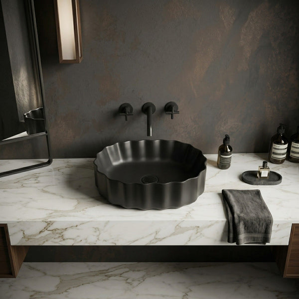 Premium Designer Table top Wash Basin (20x15x5.5 In) Black Matt