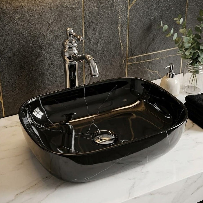 Designer Table Top Basin (18x13x6 In) Black