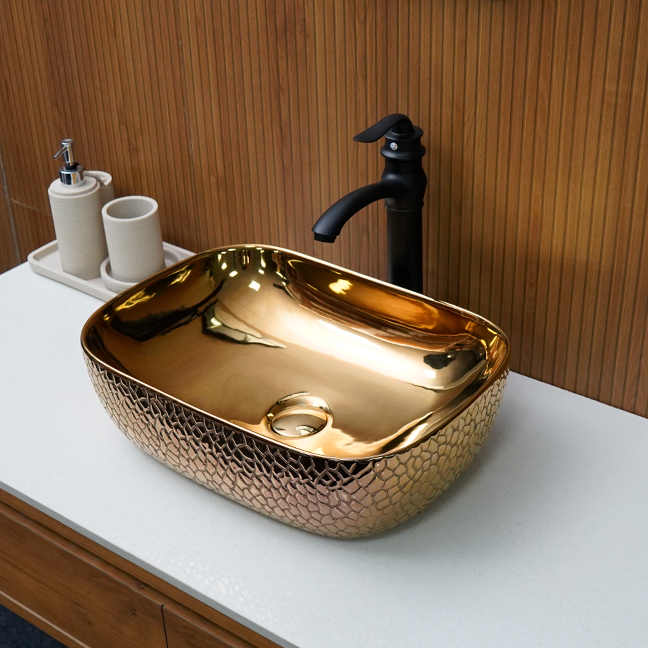 Designer Table Top Basin (18 x 13 x 5 In) BTT-11374-IN, Rose-gold
