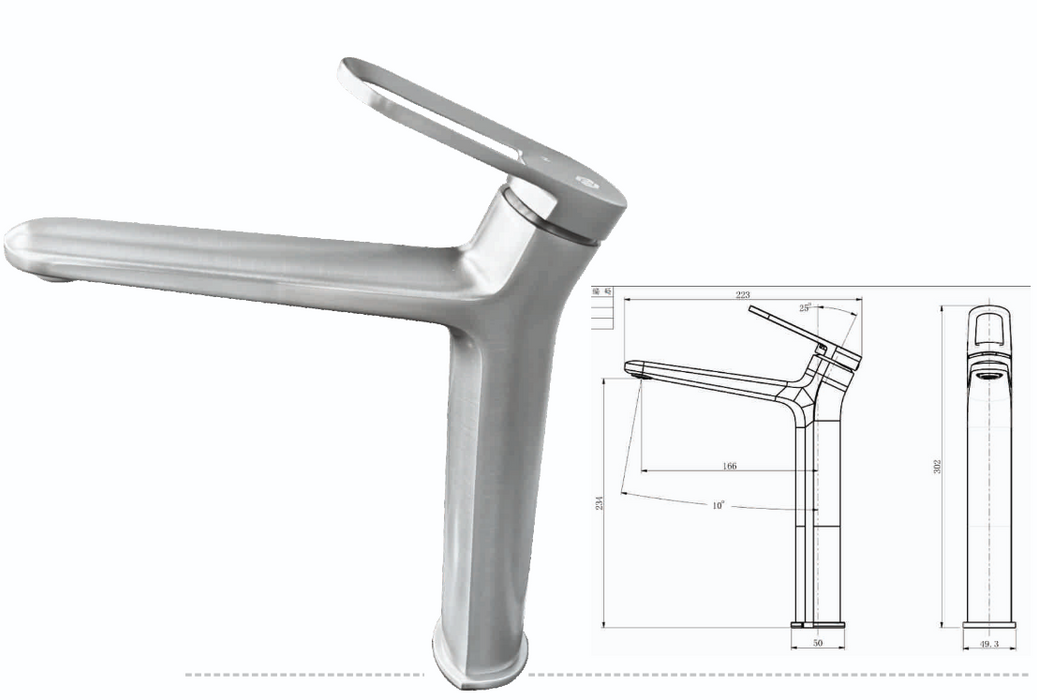 Premium Brass Tall Basin Mixer Tap – Gun Grey Finish Tall Size (NCGF 503) – 5 Years Warranty