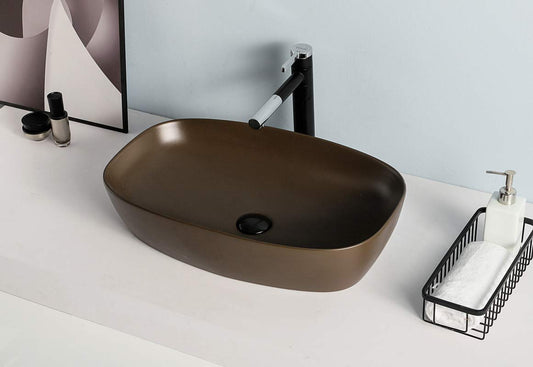 BASSINO Ceramic Wash Basin Countertop Tabletop Bathroom Sink Wash Basin(600x 380 x 140mm)