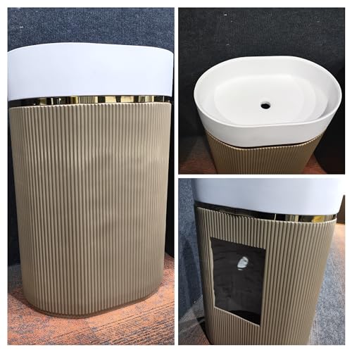 Artificial Stone Pedestal Basin – Brown Designer Floor Mounted Wash Basin | Without Tap Hole | 23.5″ × 15″ × 34″ In