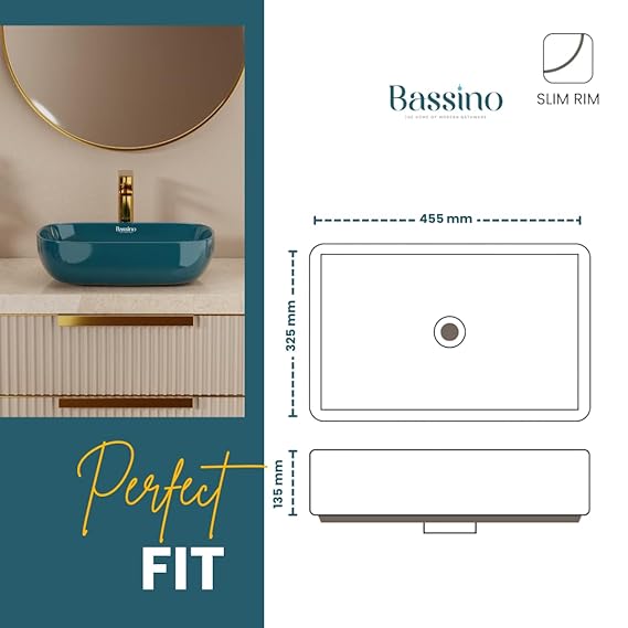 Modern Teal Blue Ceramic Table Top Wash Basin (18x13x5.5 In) BTT-11399-IN