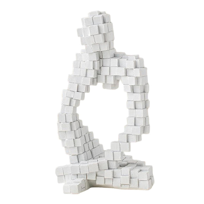 Abstract Geometric Block Human Sculpture – Modern Minimalist Art Piece For Home, Office, Library, Coffee Shop (BSP-8044) L 7 W 10 H 23 CM