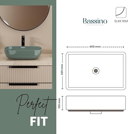 Modern Green Ceramic Table Top Wash Basin (18x13x5.5 In) BTT-11400