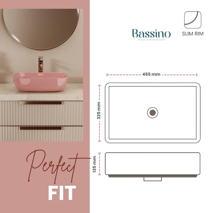 Modern Pink Glossy Ceramic Table Top Wash Basin (18x13x5.5 In) BTT-11405