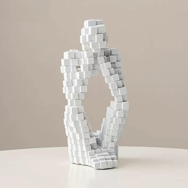 Abstract Geometric Block Human Sculpture – Modern Minimalist Art Piece For Home, Office, Library, Coffee Shop (BSP-8045) L 7 W 10 H 23 CM