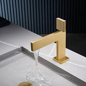 BASSINO Premium Short Basin Mixer Faucet (Hot & Cold)| Brass Body – 5 Years Warranty Brushed Gold