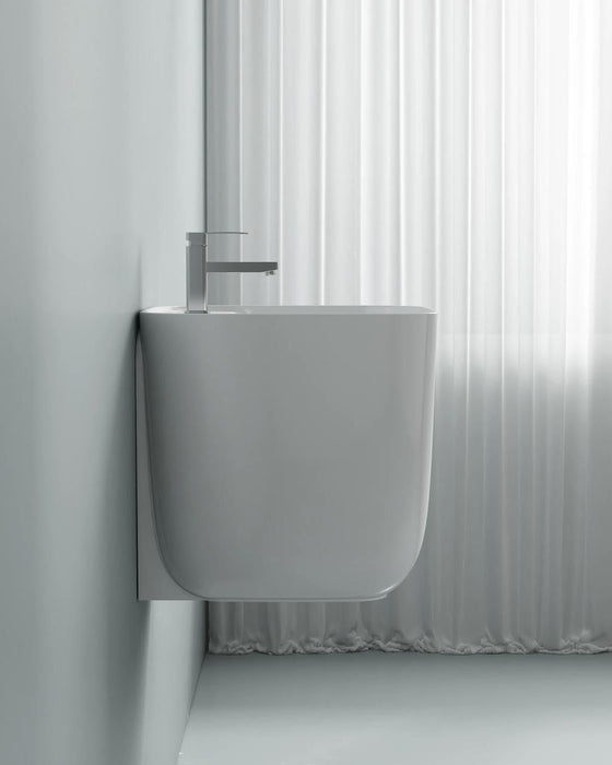 Ceramic Wall Mount Half Pedestal Wash Basin,BPB-755,size-17x18x16 Inch