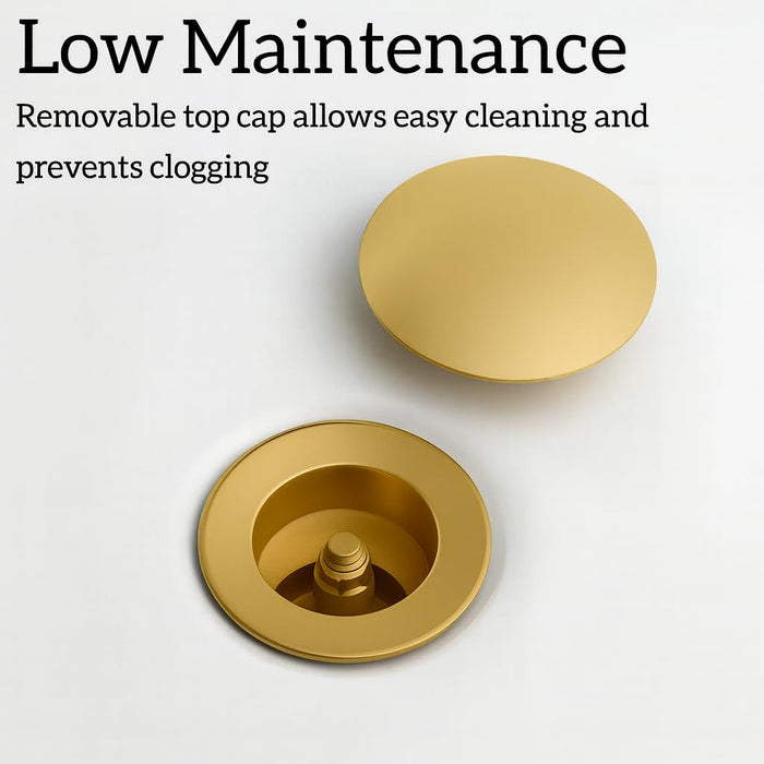 Bassino 6" Heavy-Duty Brass Rust-Proof Pop-Up for Basin | Waste Coupling 32mm (6 Inch) Drain Coupling Gold Matt