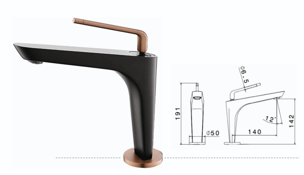 BASSINO Premium Short Basin Mixer Faucet (Hot & Cold)| Luxury Finish – 5 Years Warranty Black