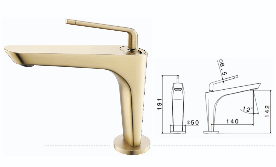 BASSINO Premium Short Basin Mixer Faucet (Hot & Cold)| Luxury Finish – 5 Years Warranty Brushed Gold