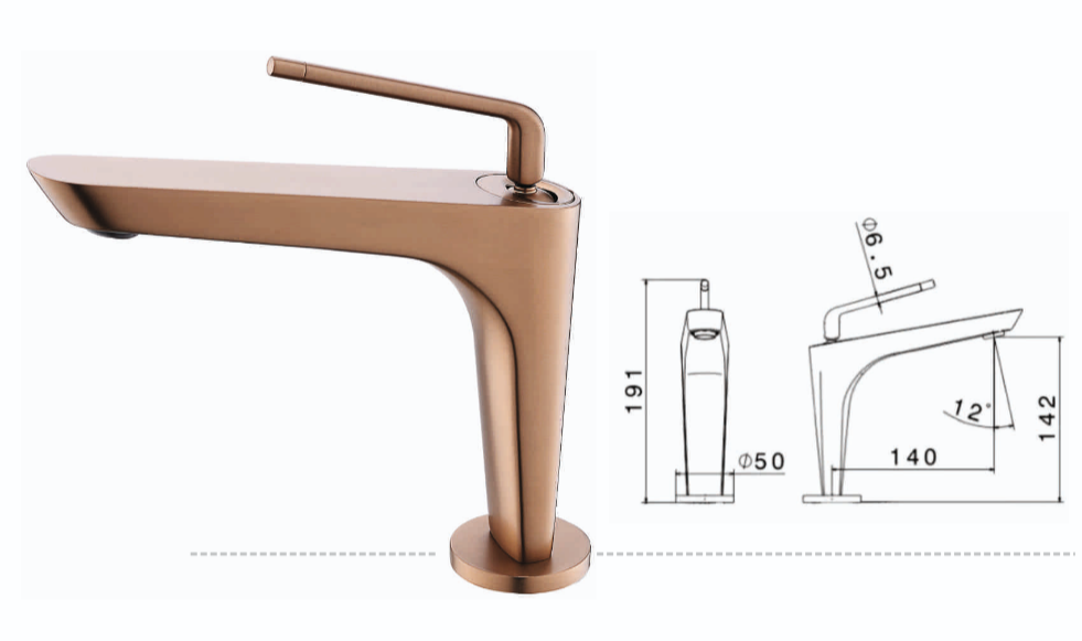 BASSINO Premium Short Basin Mixer Faucet (Hot & Cold)| Luxury Finish – 5 Years Warranty Rose gold