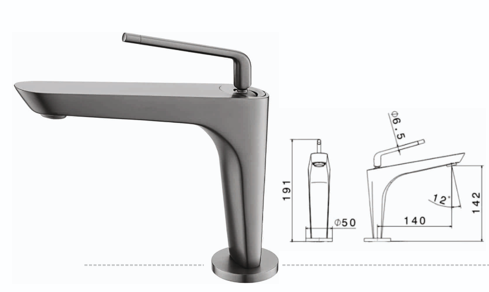 BASSINO Premium Short Basin Mixer Faucet (Hot & Cold)| Luxury Finish – 5 Years Warranty Gun Grey