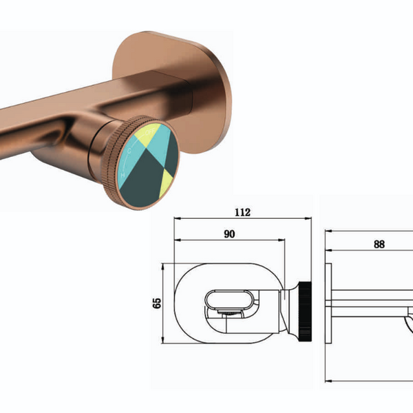 BASSINO Wall Mount Basin Mixer Tap Designer Faucet | 5 Years Warranty Brushed Rose Gold
