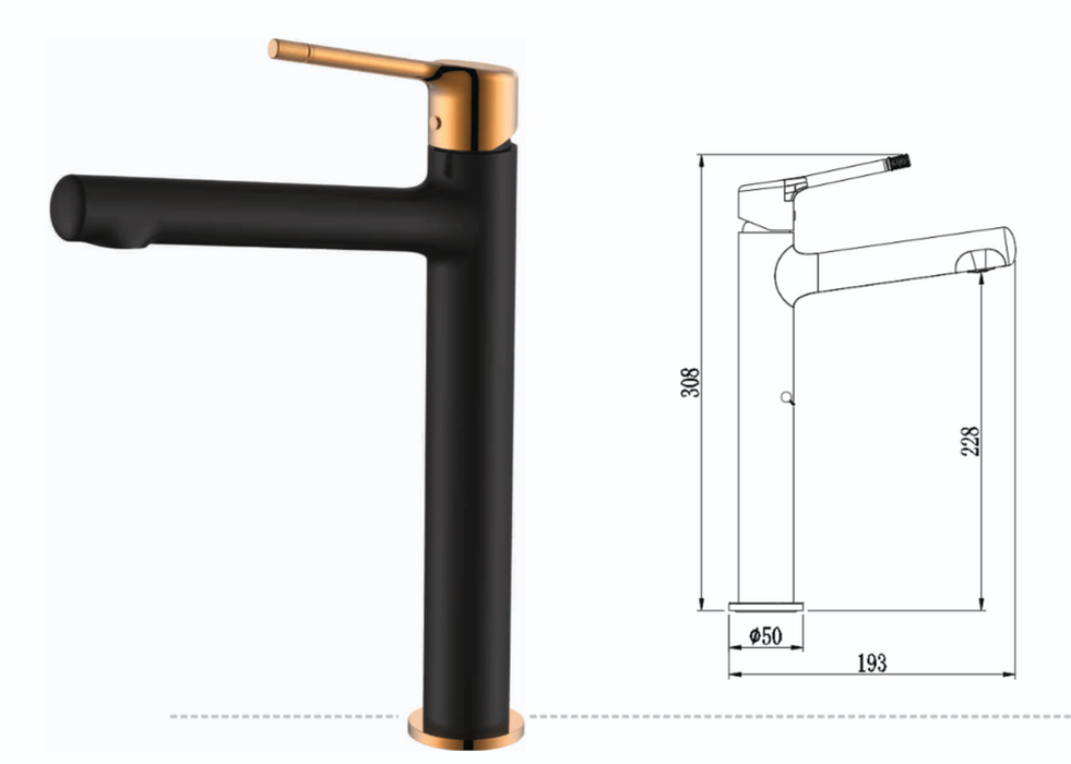 BASSINO Tall Basin Mixer Faucet Brass Body | Hot & Cold Mixer- 5 Years Warranty