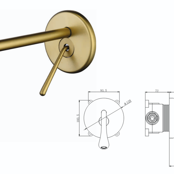 BASSINO Wall Mount Basin Mixer Tap | Brass Body | Modern faucet - 5 Years Warranty Brushed Gold