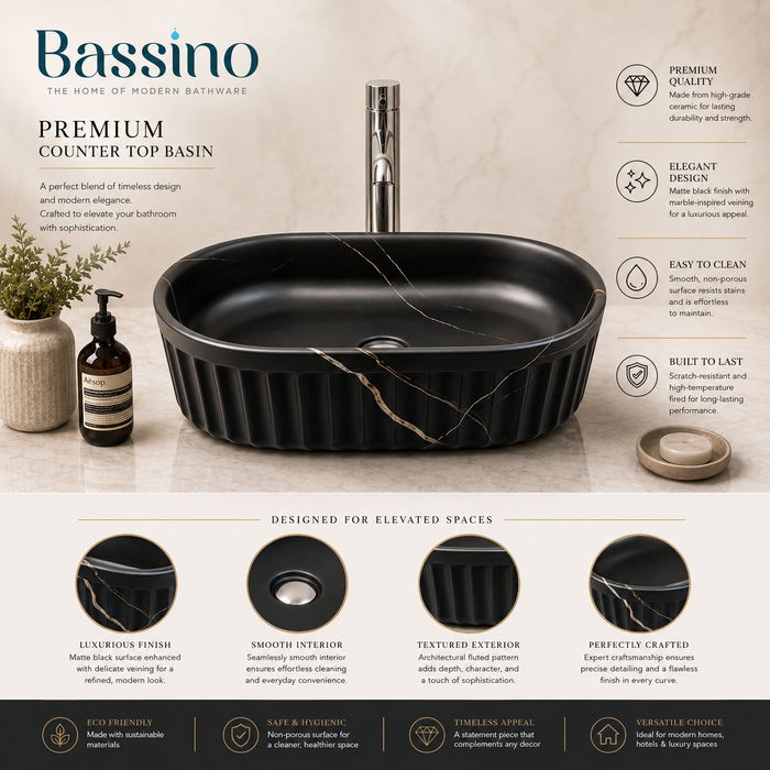 Premium Designer Table top/Counter top Wash Basin/Vessel sink (22x14x6 In) Marble10