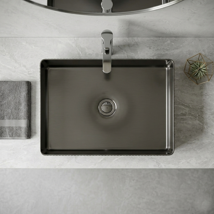 Modern Stainless Steel Countertop Wash Basin (500x352x110 mm) Black