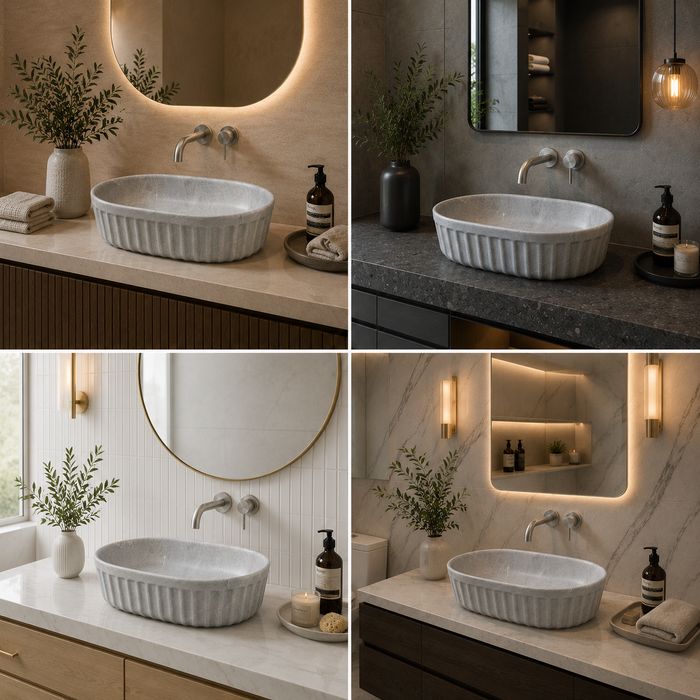 Premium Designer Table top/Counter top Wash Basin/Vessel sink (22x14x6 In) Marble8