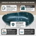 600x380x200 mm deep green artificial stone table top wash basin with matte finish, white marble-style veining and sculpted oval design for modern luxury bathrooms.