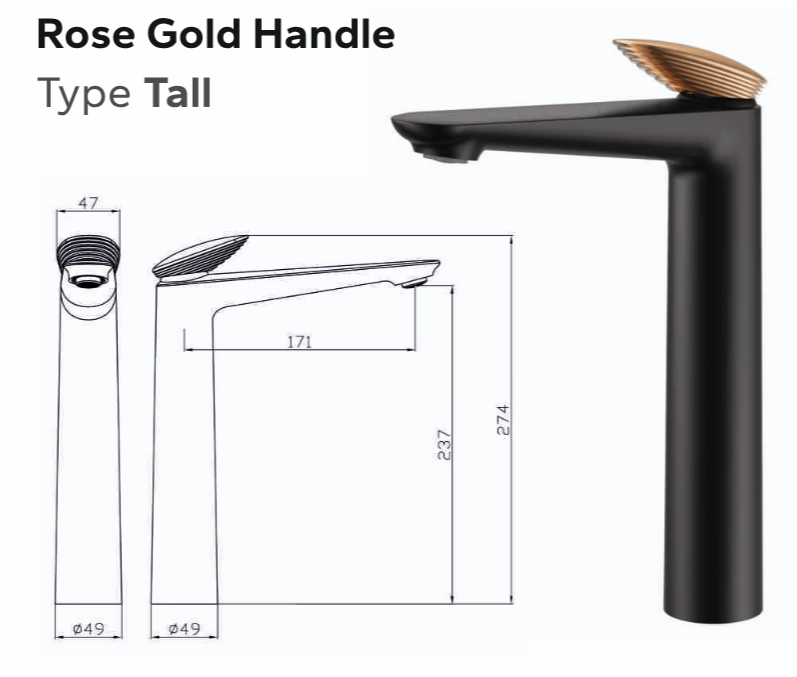 Bassino Tall Basin Mixer Faucet– Contemporary Premium Style 5 Years Warranty