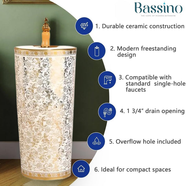 Ceramic Pedestal Wash Basin,BPB-514,size-16x16x34 Inch