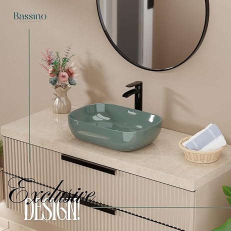 Modern Green Ceramic Table Top Wash Basin (18x13x5.5 In) BTT-11400