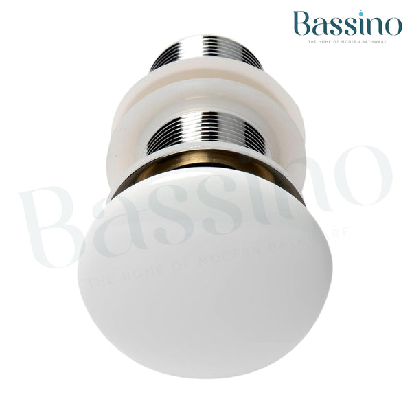5" White Ceramic Silver Brass Pop Up Full Thread Waste Coupling 32 MM