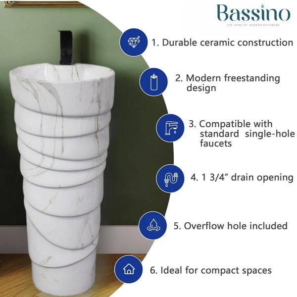 Ceramic Pedestal Wash Basin,BPB-645,size-15x15x34 Inch