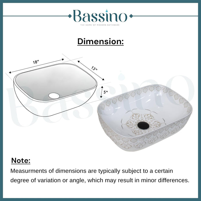 Premium Designer Table top/Counter top Wash Basin/Vessel sink (18x13x5.5 In) BTT-1457