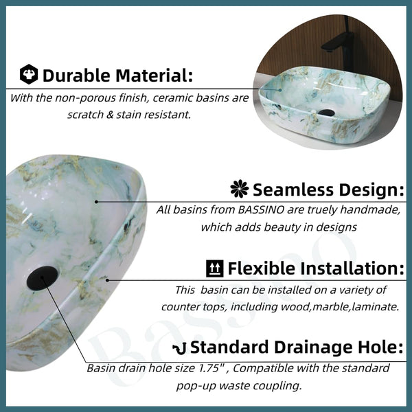 Premium Designer Table top/Counter top Wash Basin (18x13x5.5 In) BTT-557-IN
