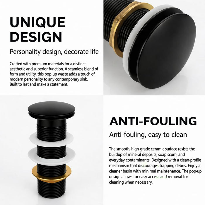 5" Black Matt Brass Pop Up Full Thread Waste Coupling 32 MM