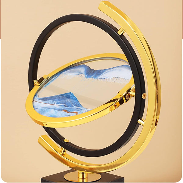Glass Quicksand Painting, Moving Sand Art Picture 3D Glass Deep Sea Sandscape Flowing Sand Frame Desktop Ornaments Quicksand Painting (Color : Blue) (BSP-1374)