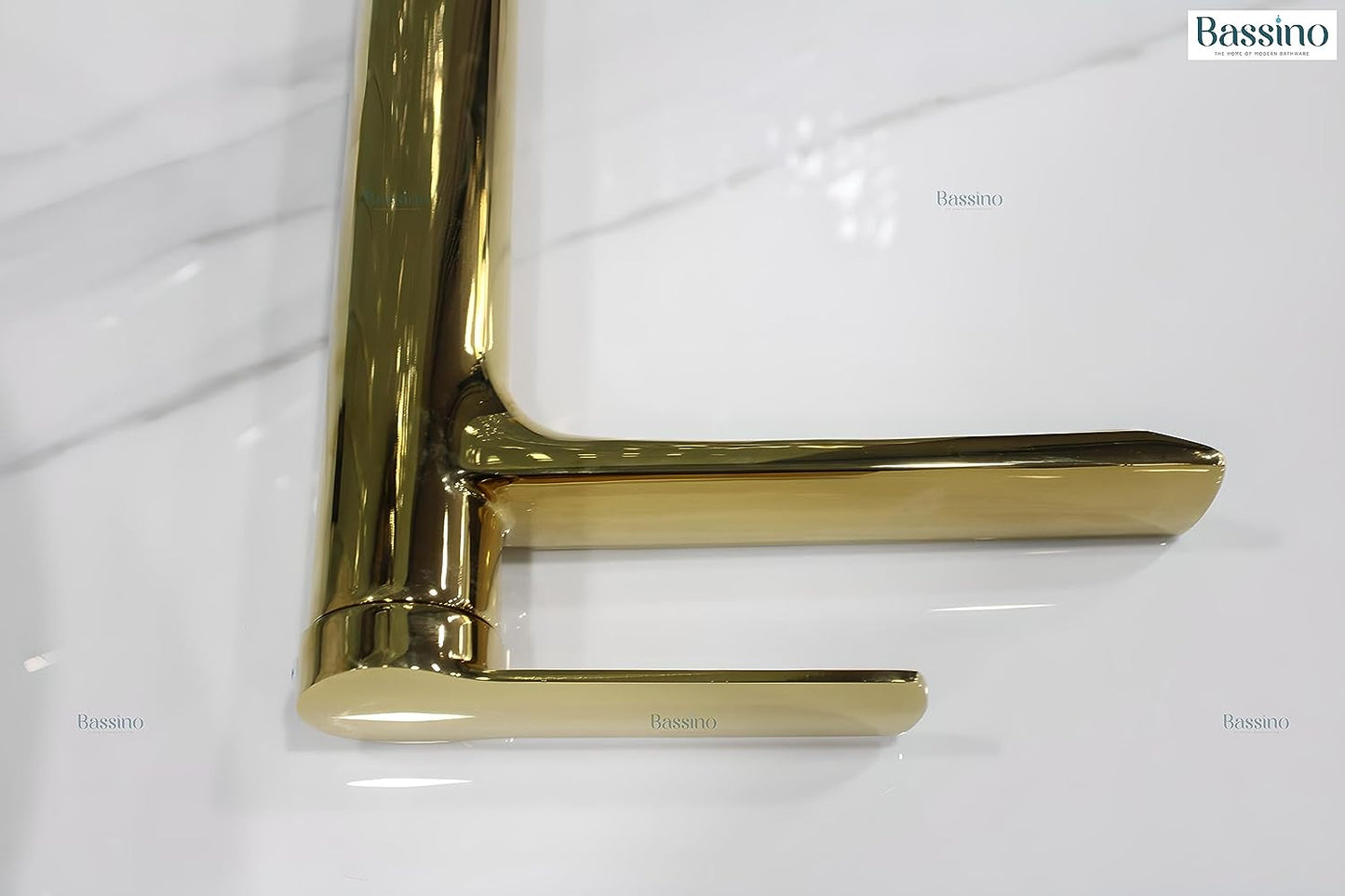 BASSINO Stylish Bathroom Faucet with Single Lever -Bathroom Basin Faucet of Brass - Hot and Cold Water Mixer Tap for Bathroom (GOLD)(NX-2127)