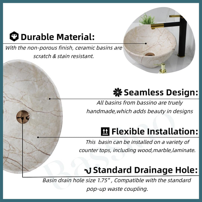 Premium Designer Table top/Counter top Wash Basin (16x13x5.5 In) BTT-1296