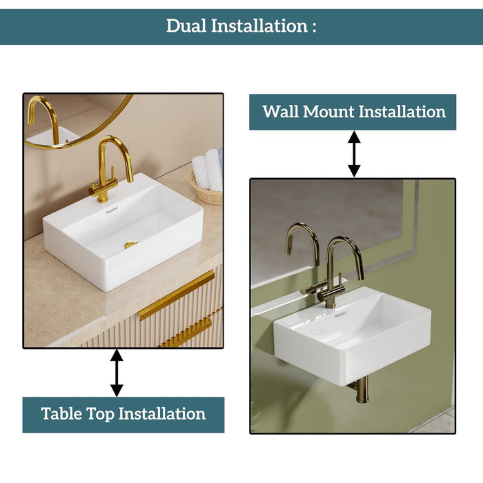 Designer Table Top Basin/Wall-Mounted (18x13x5 In) BTT-W56