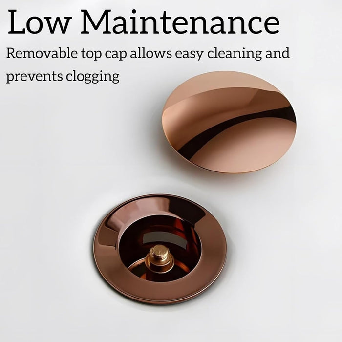 Bassino 6" Heavy-Duty Brass Rust-Proof Pop-Up for Basin | Waste Coupling 32mm (6 Inch) Drain Coupling Brushed Rose Gold