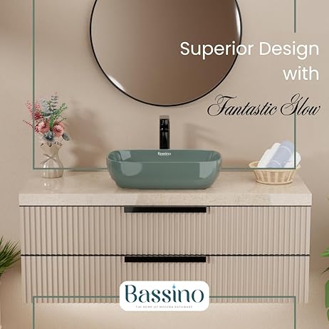 Modern Green Ceramic Table Top Wash Basin (18x13x5.5 In) BTT-11400