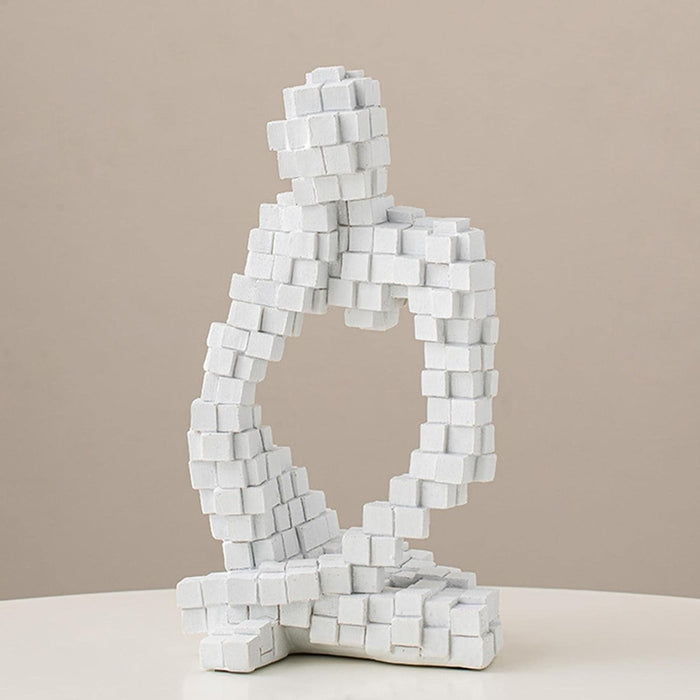 Abstract Geometric Block Human Sculpture – Modern Minimalist Art Piece For Home, Office, Library, Coffee Shop (BSP-8044) L 7 W 10 H 23 CM