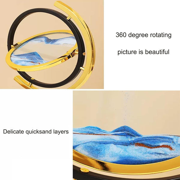 Glass Quicksand Painting, Moving Sand Art Picture 3D Glass Deep Sea Sandscape Flowing Sand Frame Desktop Ornaments Quicksand Painting (Color : Blue) (BSP-1374)